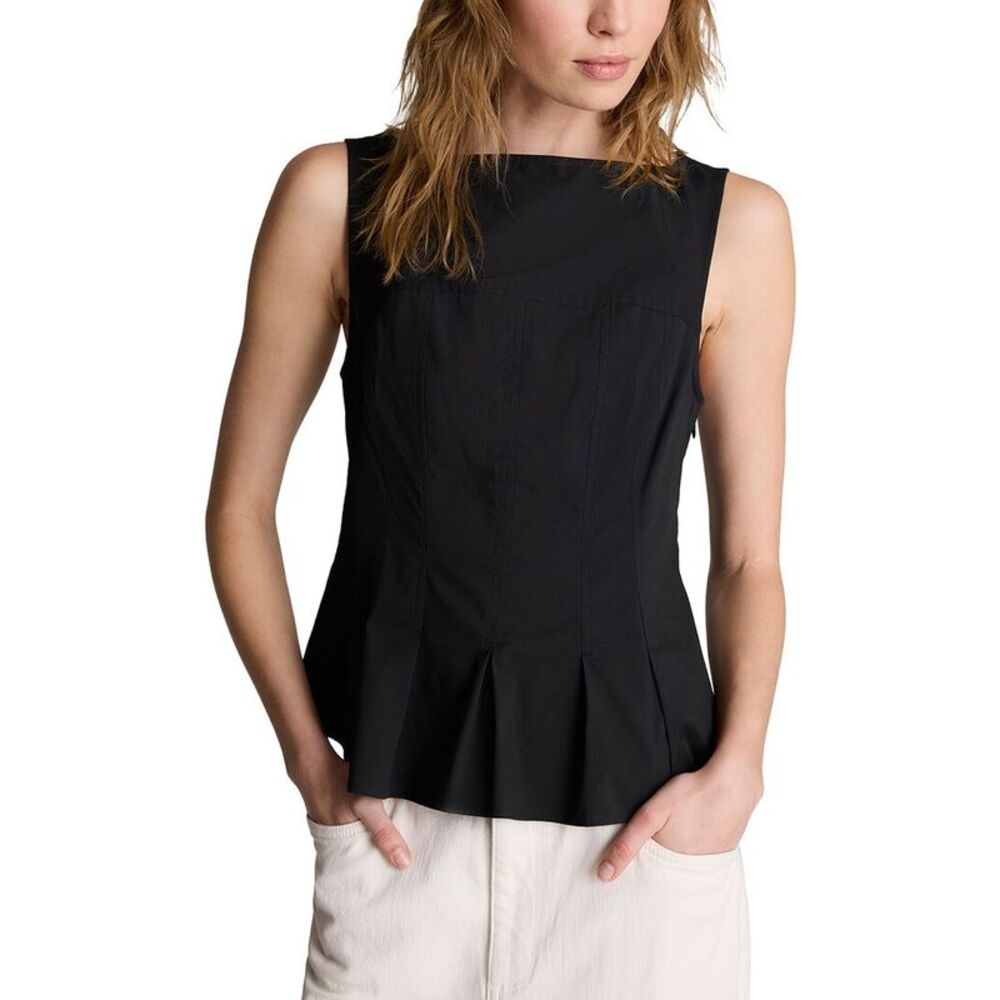 Kenneth Cole Womens Paneled Bodice Peplum Top